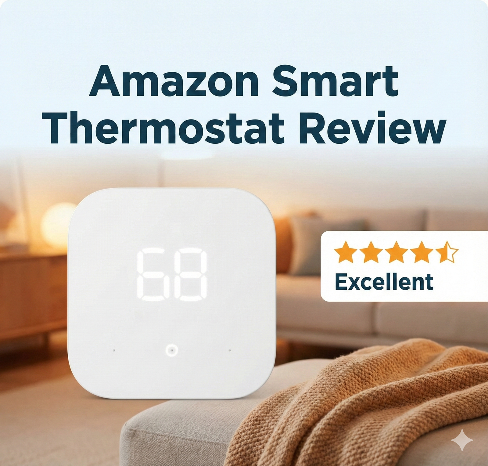 Amazon Smart Thermostat installed on a modern grey wall