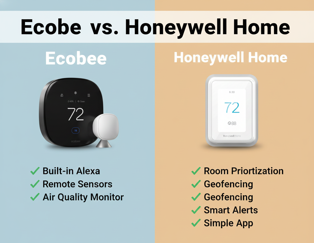 Ecobee Premium vs Honeywell Home T9 Thermostat Split Screen