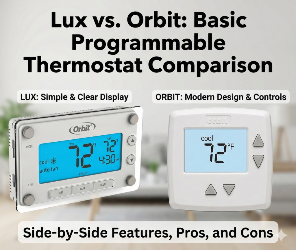 Lux vs. Orbit Basic programmable thermostat