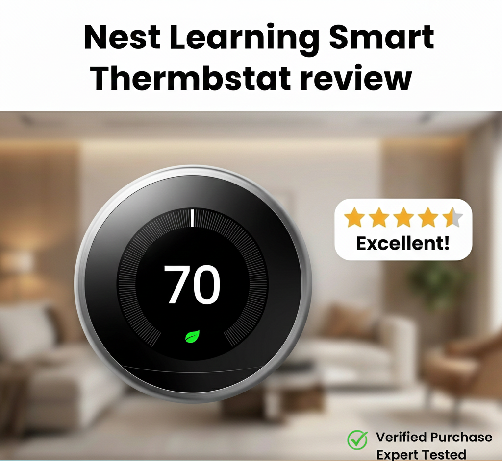 Nest Learning Thermostat mounted on a wall displaying temperature