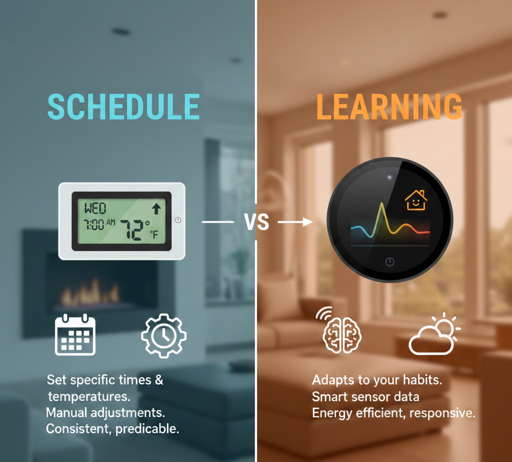 what is thermostat “schedule” vs “learning”