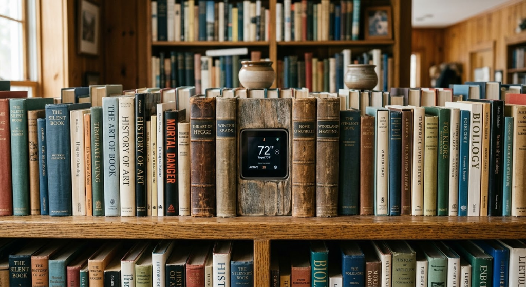 Book spine frame thermostat
