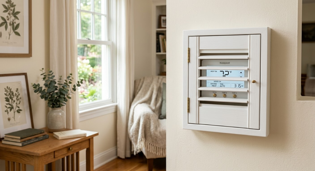 Chalkboard panel thermostat kitchen