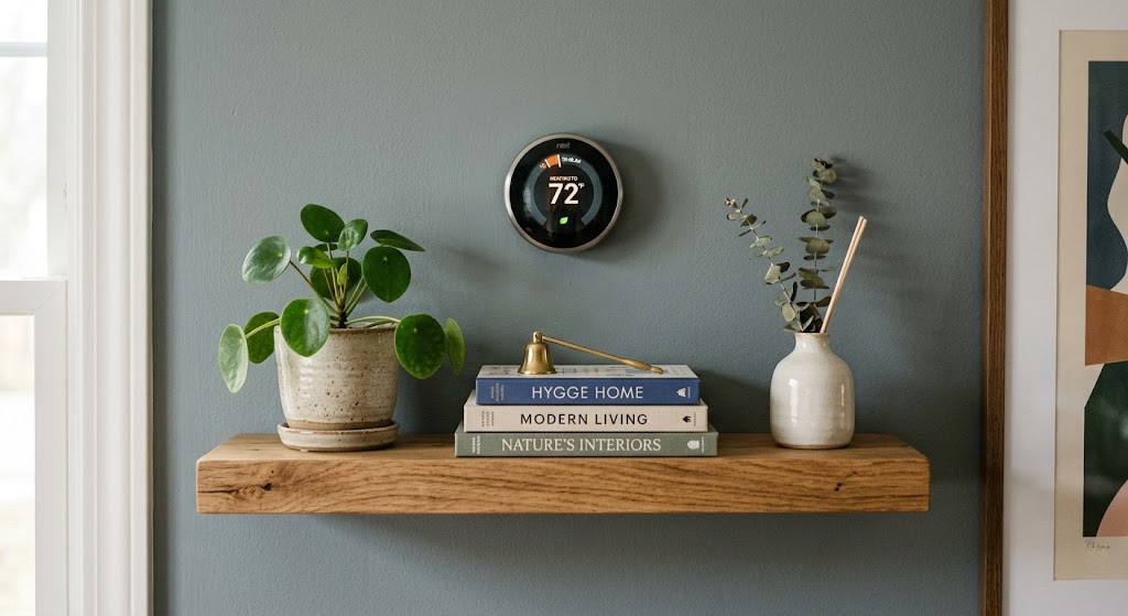 Floating shelf smart thermostat vignette