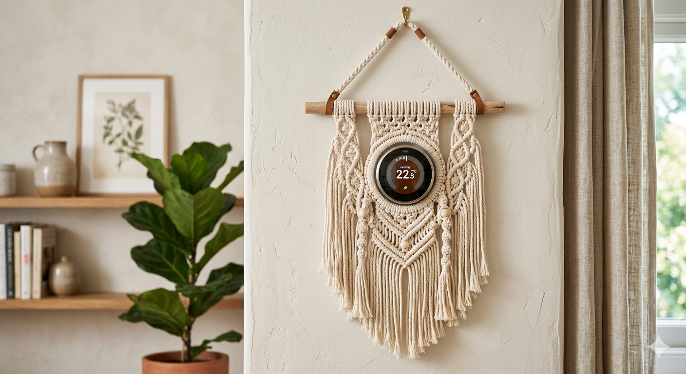 Macrame wall hanging thermostat
