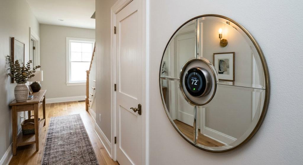Mirror surround hallway thermostat