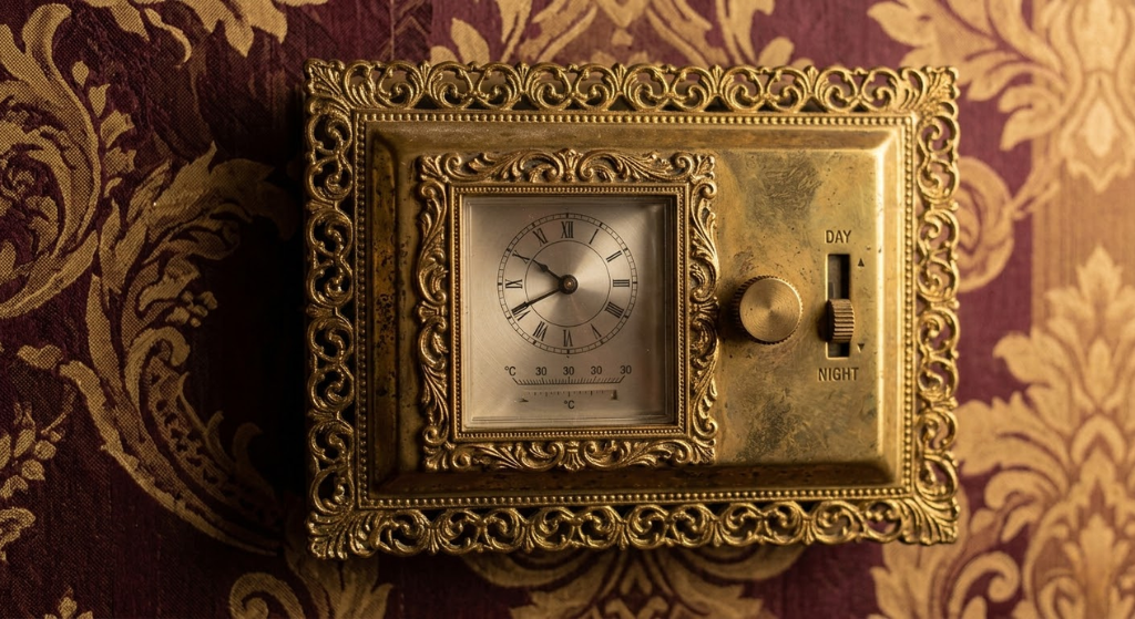 Ornate gold frame thermostat