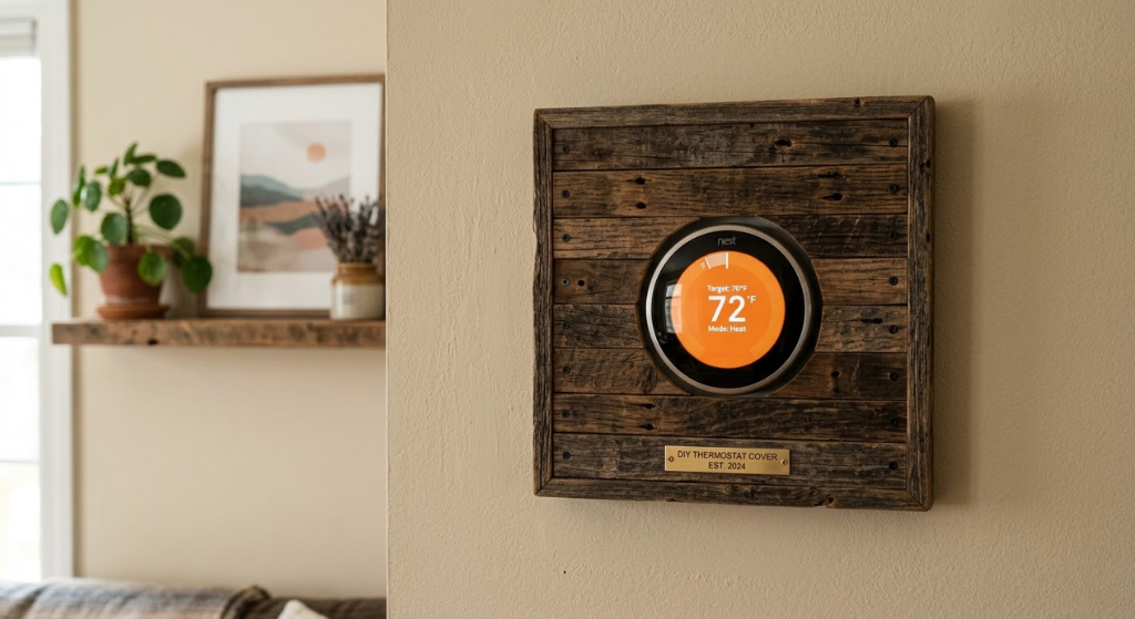 Reclaimed wood slat DIY thermostat