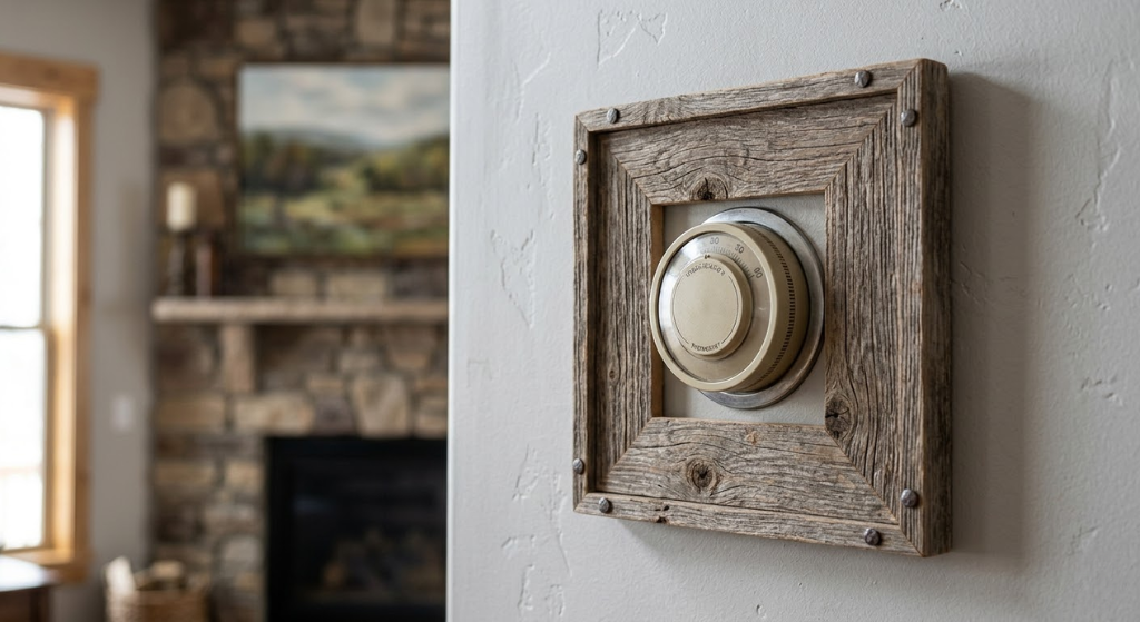 Rustic barn wood thermostat frame
