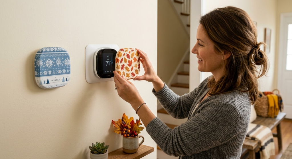 Seasonal swap thermostat cover