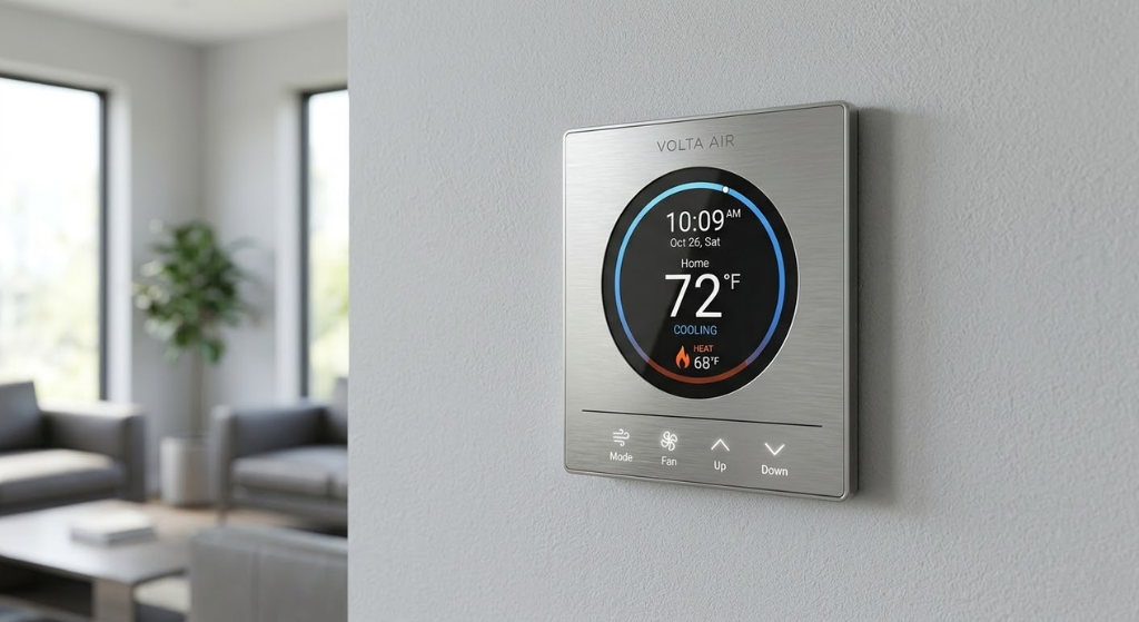 Thin modern metal frame thermostat