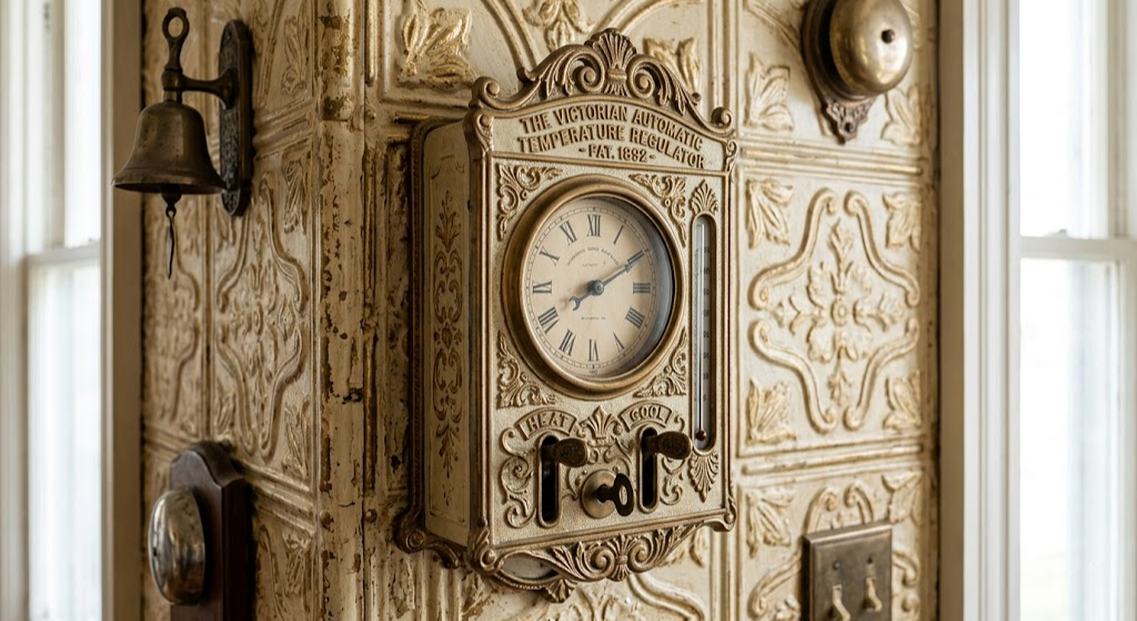Victorian tin panel thermostat