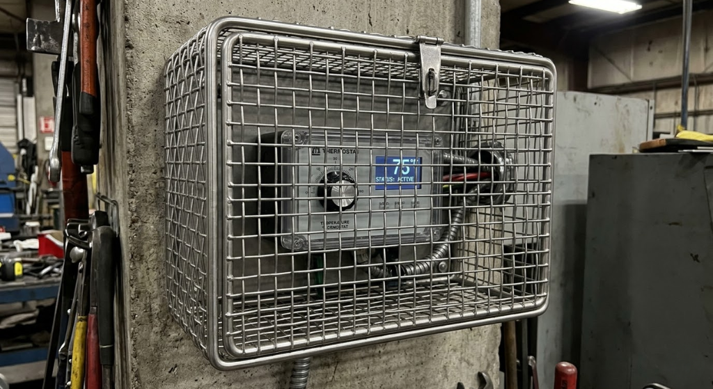 Woven wire metal basket thermostat