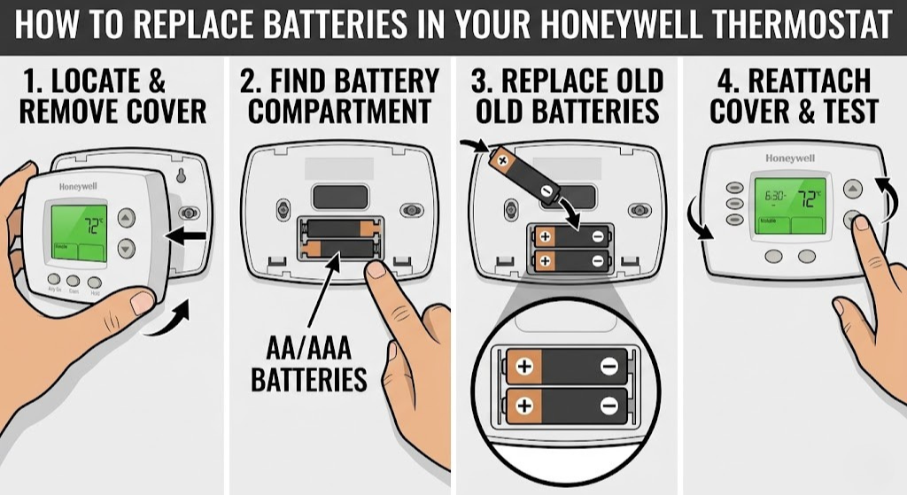 how to replace the battery in a honeywell thermostat