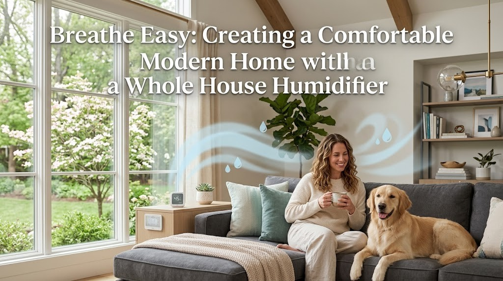 Modern home interior with comfortable humidity levels thanks to whole house humidifier